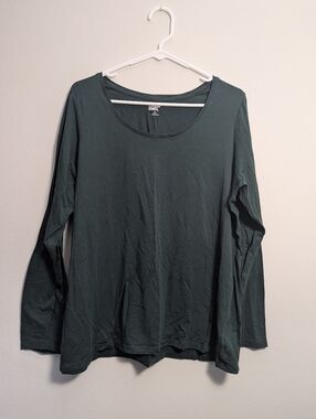 Lands' End - Long Sleeve Scoop Neck Top in Forest Green